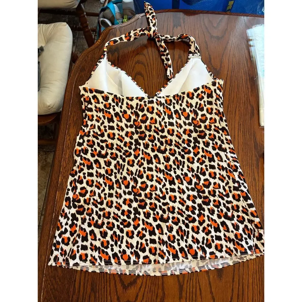 Freya Halter Tankini Top Animal Leopard Cheetah Size 32I